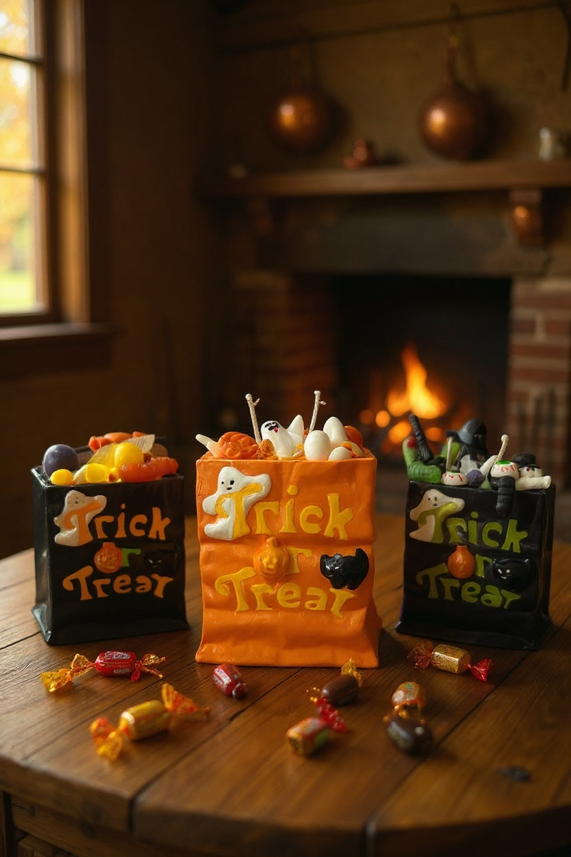 Retro Halloween Trick-or-Treat Bag Candle