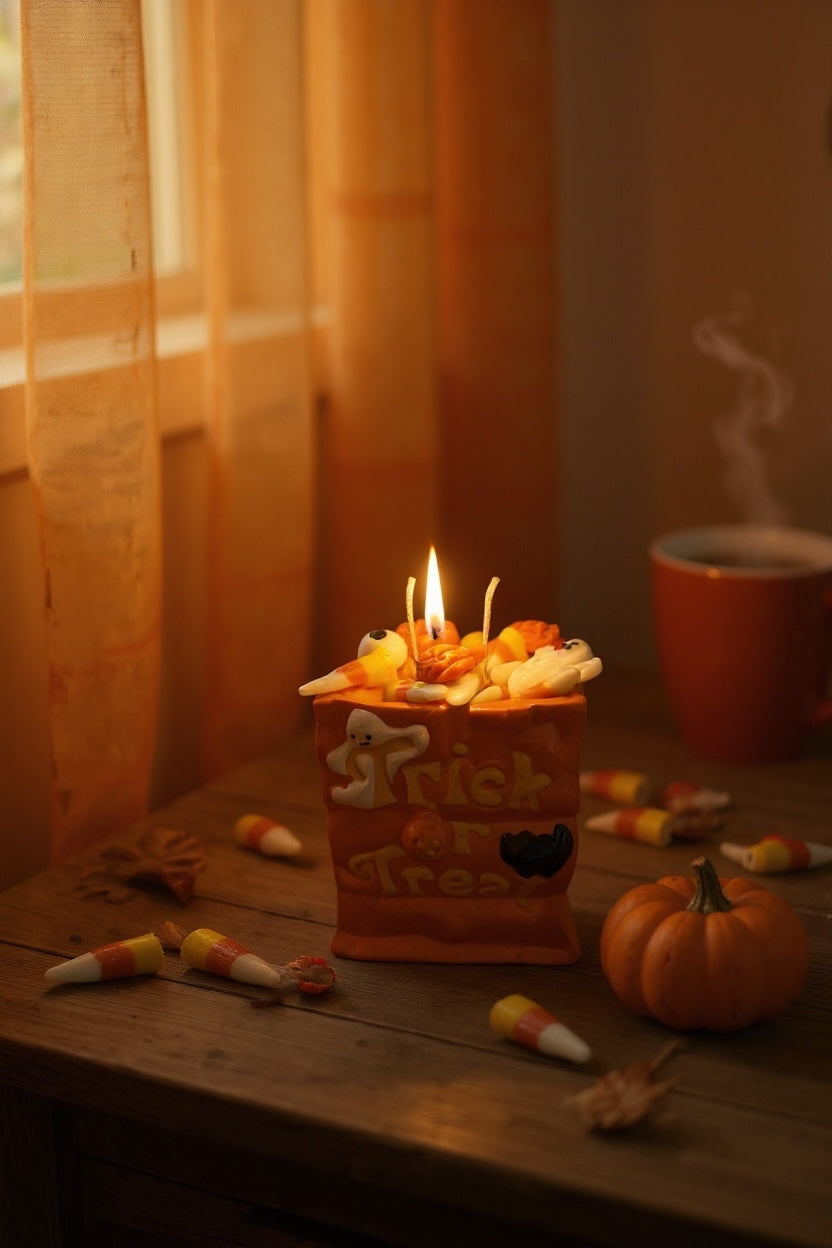 Retro Halloween Trick-or-Treat Bag Candle