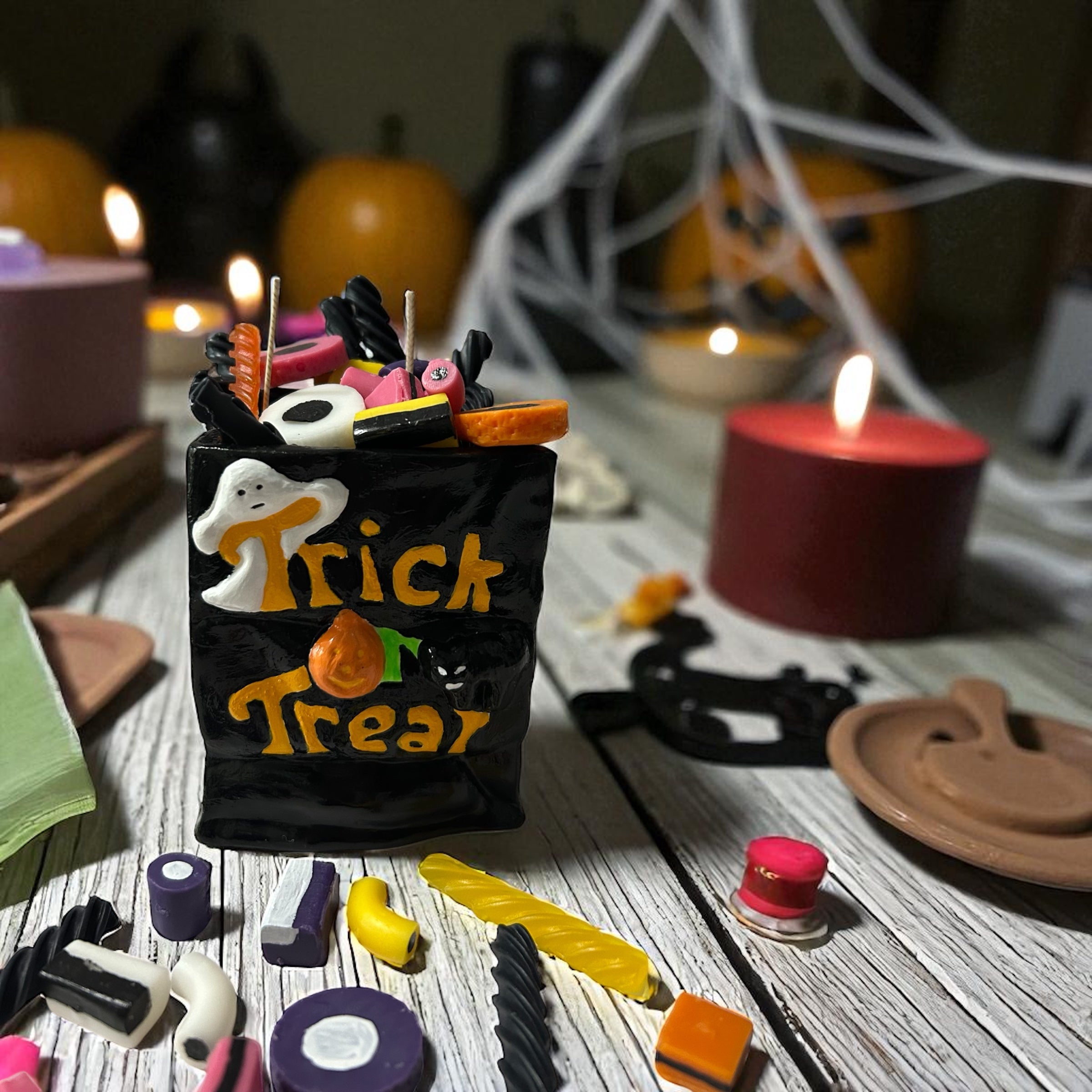 Retro Halloween Trick-or-Treat Bag Candle