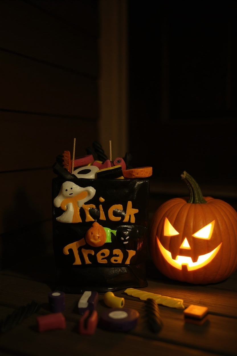 Retro Halloween Trick-or-Treat Bag Candle