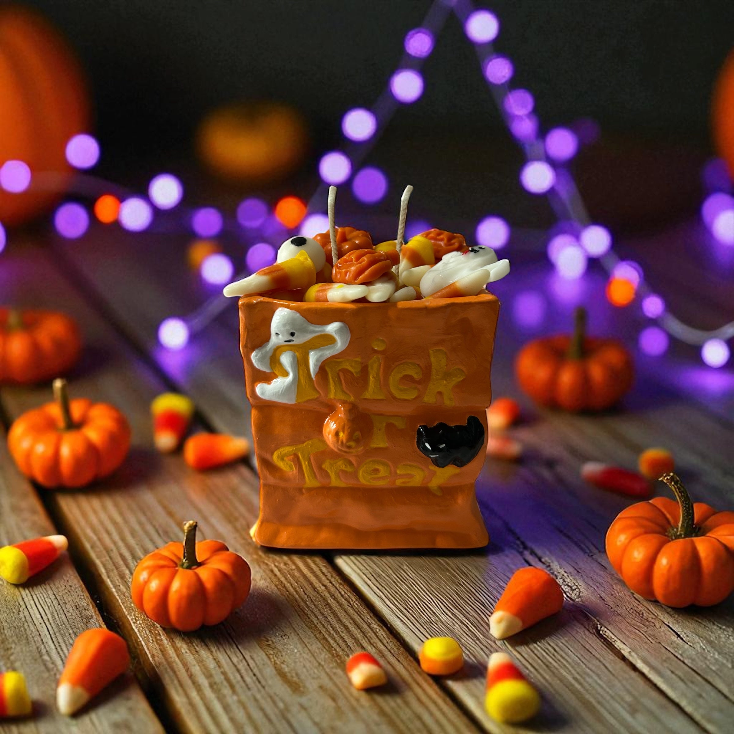 Retro Halloween Trick-or-Treat Bag Candle