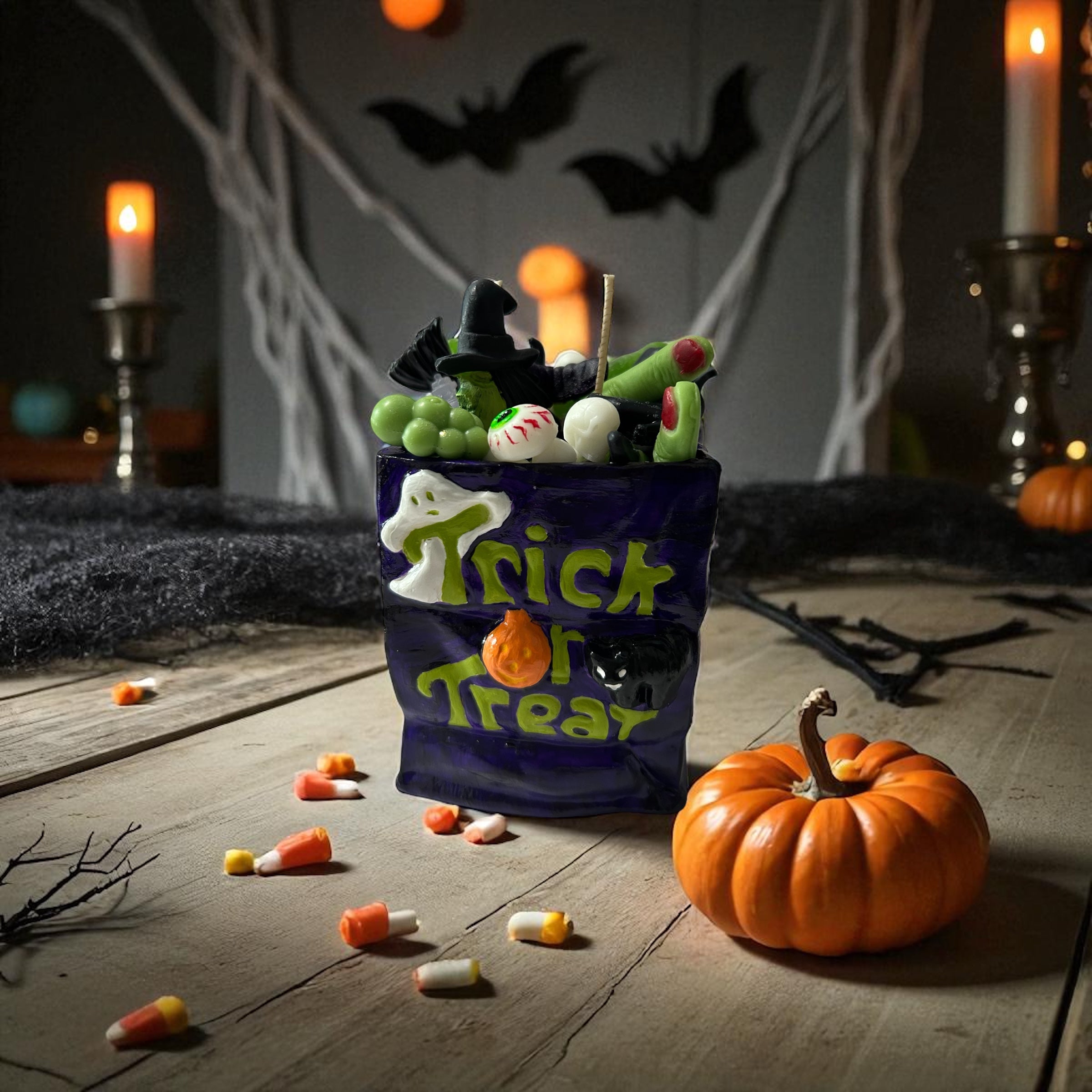 Retro Halloween Trick-or-Treat Bag Candle